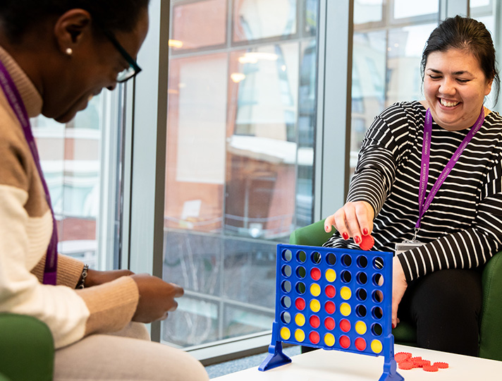 Students interacting and playing games